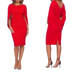 Betsy & Adam Red Cape Dress NWT